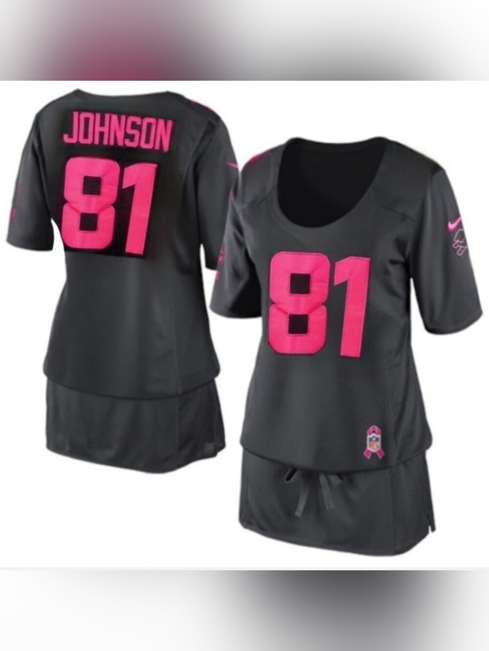 Nike gray pink Detroit Lions Calvin Johnson breast cancer NFL jersey dress XL